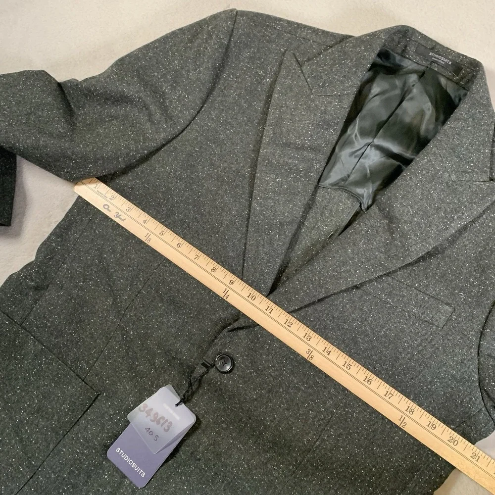 StudioSuits Gray Wool Blend Sport Coat 40S Blazer Hand Crafted Two Button NEW